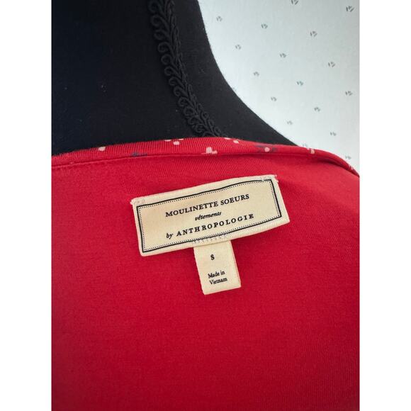 ANTHROPOLOGIE Red Midi Ruched Column Dress Size Small - Picture 6 of 7